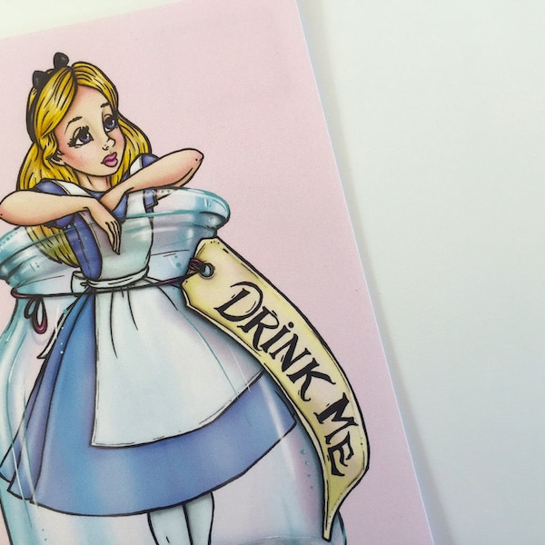 Drink Me - Mini Alice in a Bottle - Alice in Wonderland Postcard