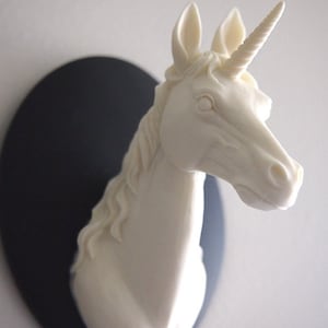 Ivory and Black Mounted Unicorn Head Wall Hanging image 1