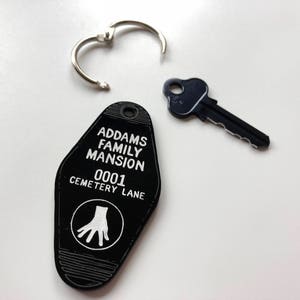 Addam's Family Mansion Cemetery Lane Keychain Key Ring Laser Cut Acrylic image 3