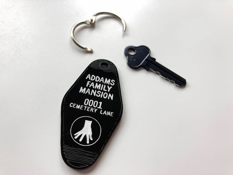 Addam's Family Mansion Cemetery Lane Keychain Key Ring Laser Cut Acrylic image 3