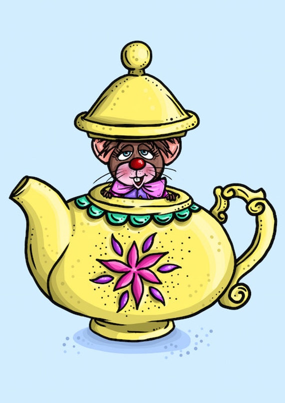 Items similar to Teapot Mouse Alice in Wonderland A4 Art Print by