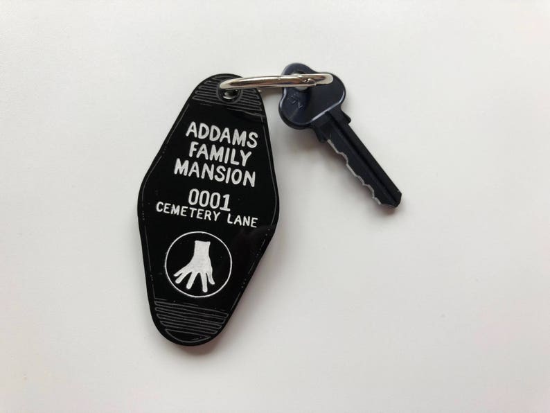 Addam's Family Mansion Cemetery Lane Keychain Key Ring Laser Cut Acrylic image 1