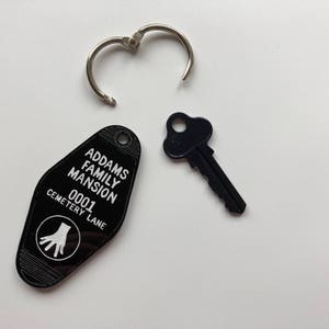 Addam's Family Mansion Cemetery Lane Keychain Key Ring Laser Cut Acrylic image 2