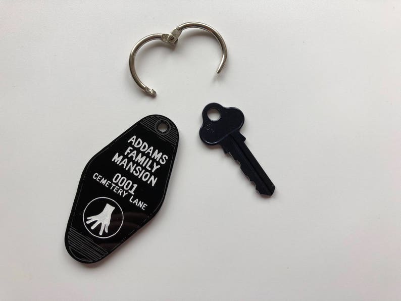 Addam's Family Mansion Cemetery Lane Keychain Key Ring Laser Cut Acrylic image 2