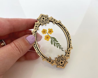 Trapped Pressed Flower - Laser Cut Acrylic Brooch
