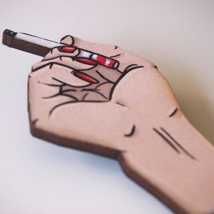Twin Peaks Cigarette Hand Laser Cut Wood Brooch image 5