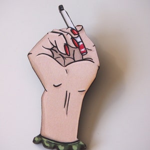 Twin Peaks Cigarette Hand Laser Cut Wood Brooch image 4