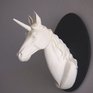 Ivory and Black Mounted Unicorn Head Wall Hanging image 2