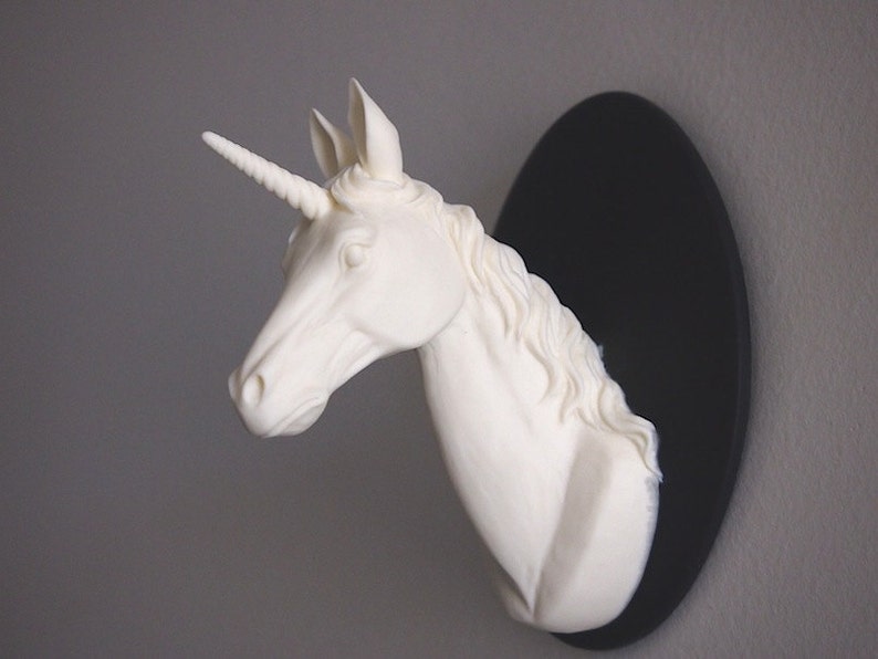 Ivory and Black Mounted Unicorn Head Wall Hanging image 2