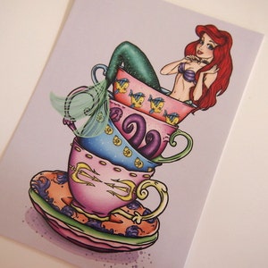 Teacup Ariel The Little Mermaid Postcard image 1