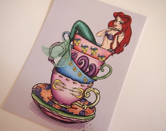 Teacup Ariel The Little Mermaid Postcard