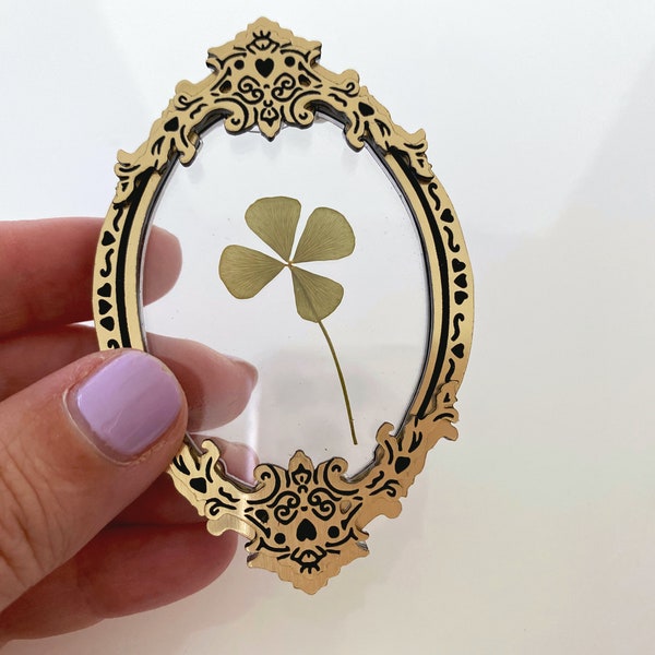 Trapped Pressed Flower - Laser Cut Acrylic Brooch