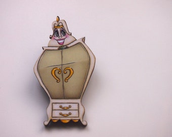 The Wardrobe - Madame de la Grande Bouche -  Beauty and the Beast Laser Cut Wood Brooch