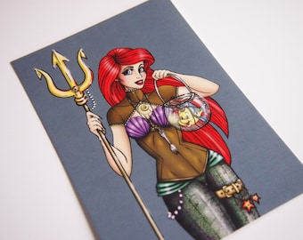 Steampunk Ariel The Little Mermaid Postcard