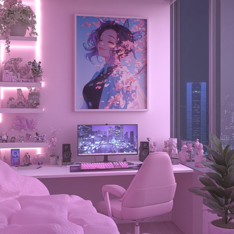 Shinobu Kocho Print Demon Slayer Anime Poster Kawaii Wall Decor Otaku