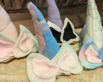 Unicorn hair clips, Unicorn horn and ears for pretend play, cosplay, costume