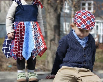 Handmade Family Matching Outfit | Handkerchief Dress & Cabbie Hat