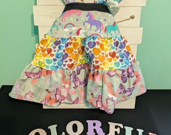 Handkerchief Girls Dress, Colorful Layered Design