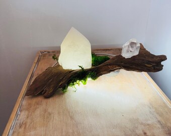 Crystal Lamp Clear Quartz and a a touch of Pyrite,