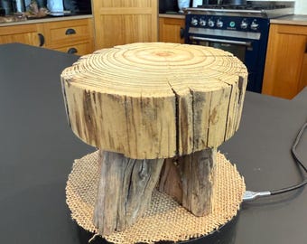 Timber plant or crystal stand rustic – Handcrafted Natural Deluxe version