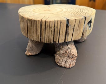 Timber plant or crystal stand rustic – Handcrafted Natural Decor