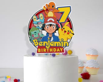 Printable Poke Birthday Cake Topper | Personalized Party Decor (PDF)