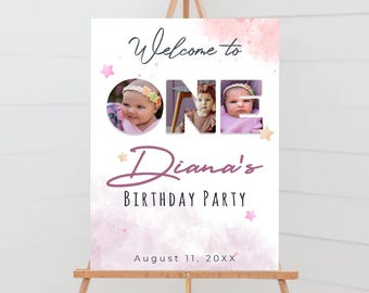 Personalized Girl Birthday Welcome Sign – Photo Party Decor (Digital Download)
