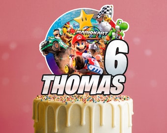 Mario Kart Cake Topper, Personalized Party Decoration (PDF)