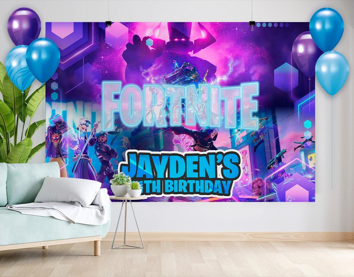 Printable Fort Game Backdrop Birthday Party | Personalizable Nite Game ...