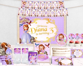 Princess Sofia Birthday Party Pack: Personalized Decorations (PDF)
