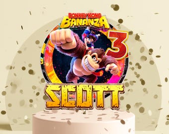 Donkey Kong Birthday Cake Topper – Personalized Jungle Party Decor (Digital Download)