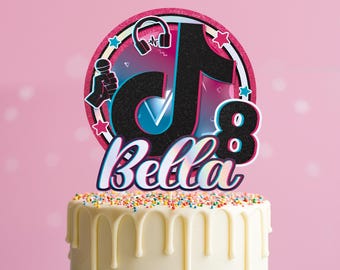 Personalized TikTok Birthday Cake Topper: Influencer Party Decoration (PDF)
