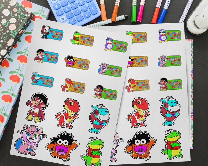 Ryan's World School Stickers: Personalized Printable Labels (digital ...