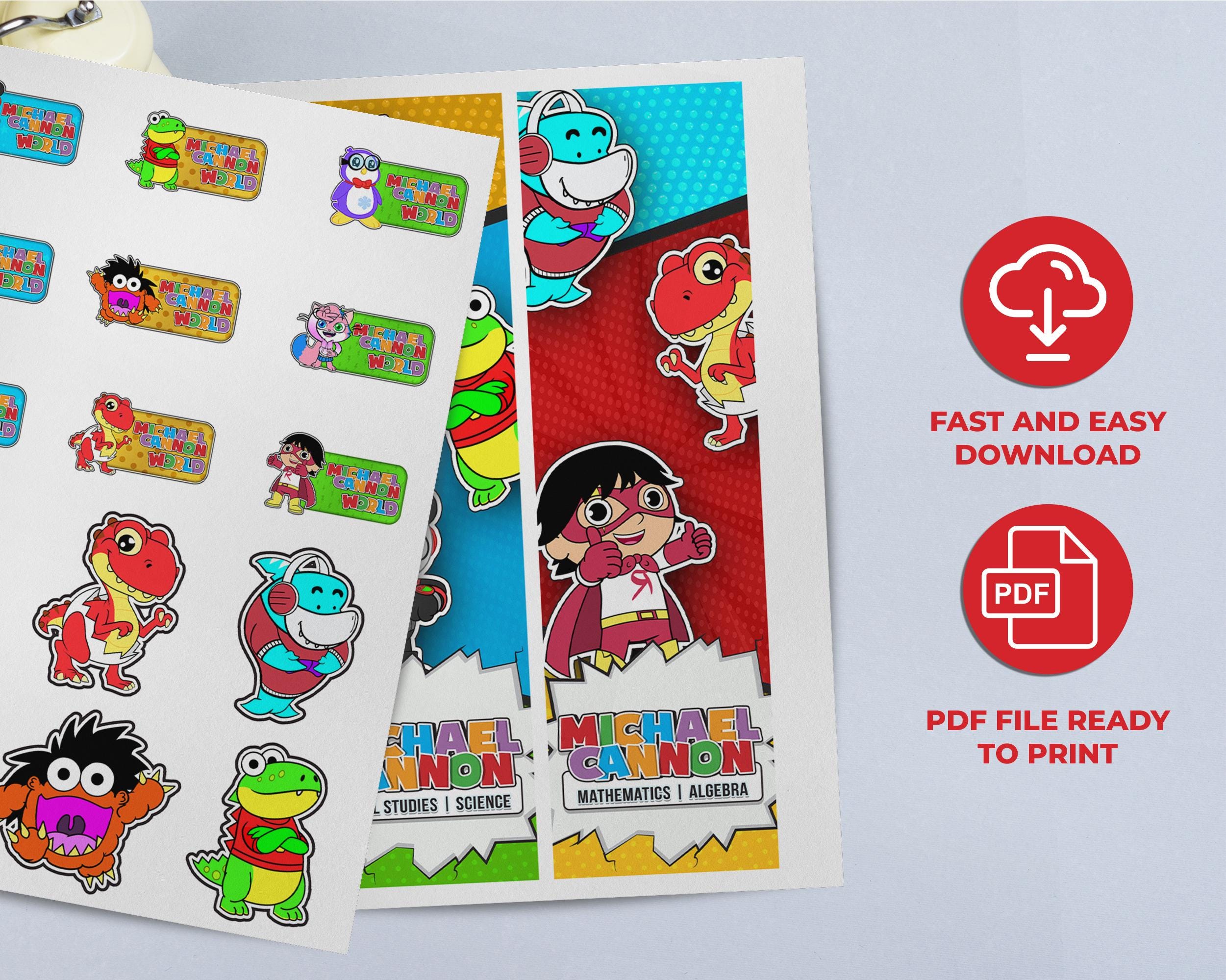 Ryan's World School Stickers: Personalized Printable Labels (digital ...