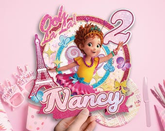 Personalized Nancy Birthday Cake Topper | Paris Fairy Glitter Party Decoration (PDF File)