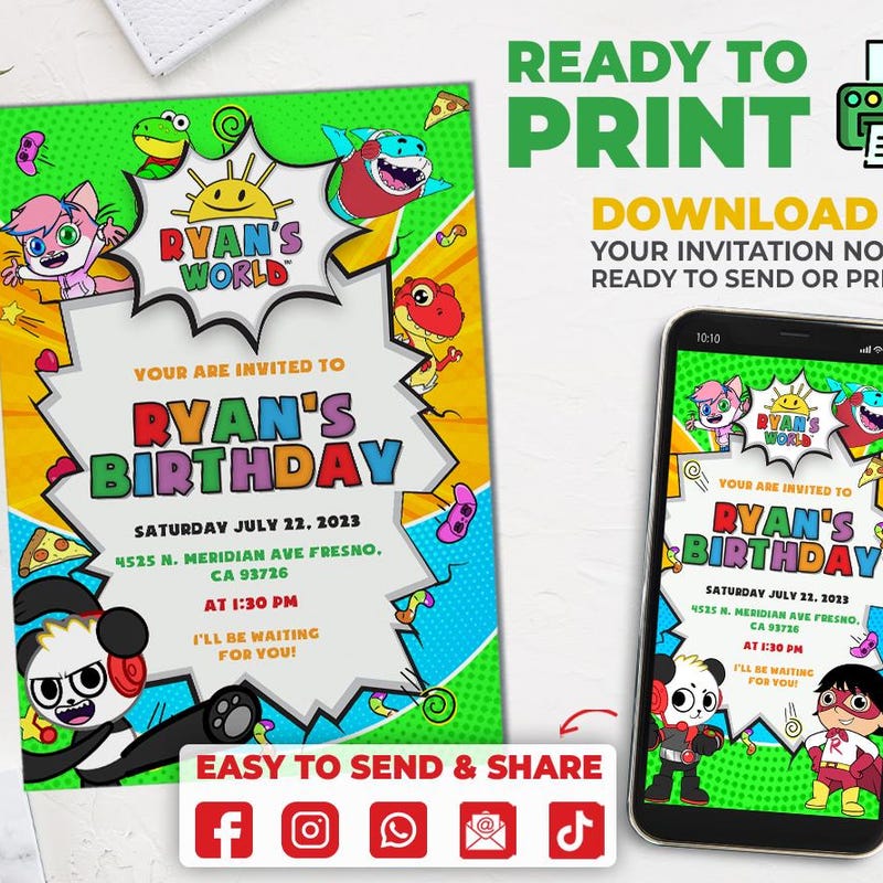 Ryans World Invitation Printable - Etsy