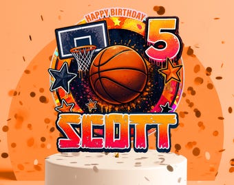 Graffiti Basketball Cake Topper | Drip Spray Sports Birthday (Digital Download)