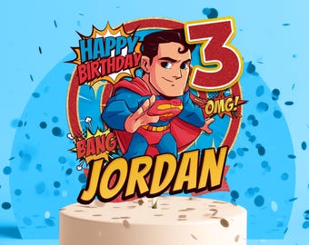 Superhero Cake Topper - Superkid Inspired Birthday - Personalized Cake Topper - Digital Download - Printable Party Decor