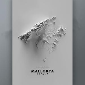 MALLORCA Insel Spanien druckbare Relief topographische Karte, einfachen Ton monochromen Stil