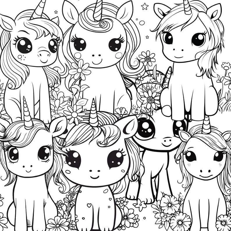 Unicorns Coloring Pages for Kids Instant Download Printable PDF - Etsy