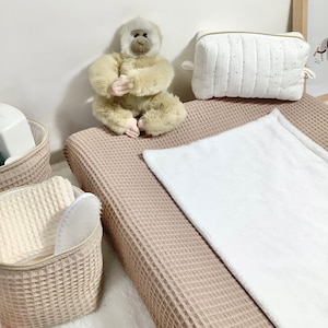 Funda para cambiador de bebé: algodón en forma de panal, funda elástica y toalla impermeable (opciones solo funda o paquete de toallas)