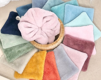 Lingettes lavables bébé, lingettes démaquillantes double face en éponge bambou, lot de cotons réutilisables éco-responsable