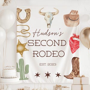 Second Rodeo Banner, BOY and GIRL, My 2nd Rodeo Birthday Decor, Second Rodeo Birthday Backdrop Cowboy 2nd Birthday Sign Cowgirl 2nd Birthday