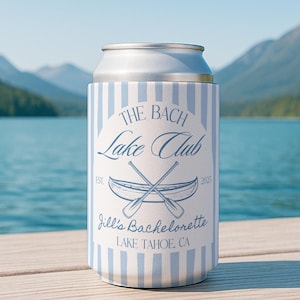 The Bach Lake Club Favors, Lake Bachelorette Can Coolers, Custom Bachelorette Can Coolers, Lake Bachelorette Decor, Love on the Lake Favors