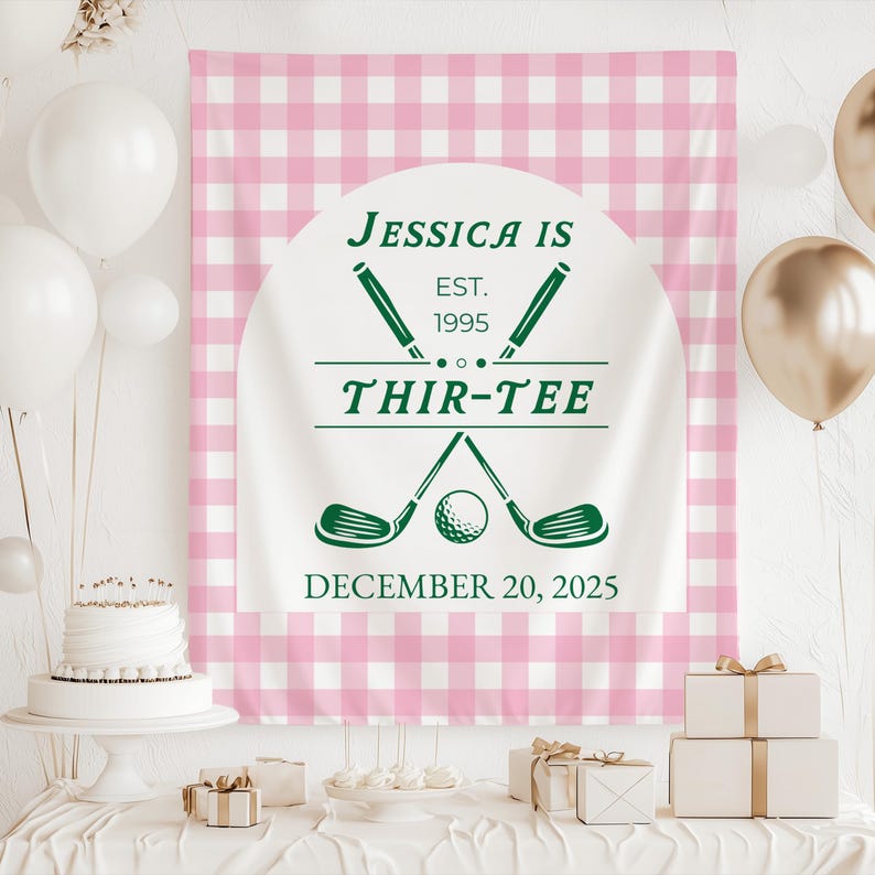 Thir-Tee Birthday Decorations for Him, Golf 30th Birthday Banner, Golf Party Welcome Sign