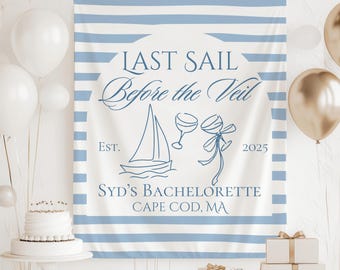Last Sail Before The Veil achtergrond, Last Sail Before the Veil banner, Coastal Bachelorette Decor, Florida Bachelorette Decorations