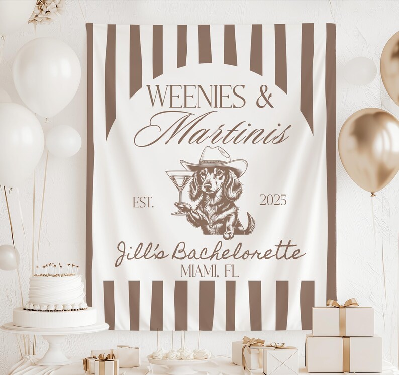 Weenies and Martinis Bachelorette Banner Custom Bachelorette Party Backdrop Weenies and Tinis Sign