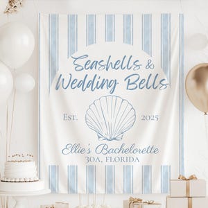 Seashells and Wedding Bells Banner, Seashells and Wedding Bells Bachelorette,  Beach Bachelorette Banner, Coastal Bachelorette Backdrop