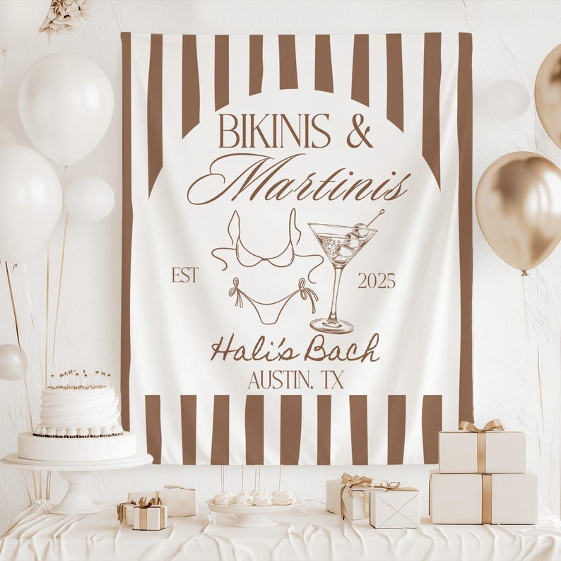bikinis and martinis bachelorette banner beach bachelorette party decorations