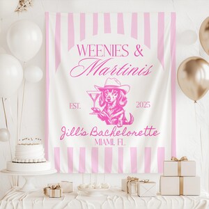 Weenies and Martinis Bachelorette Party Decorations Personalized Bachelorette Banner Weenies and Tinis Backdrop